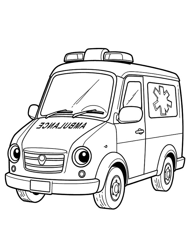 Funny ambulance coloring page Funny ambulance coloring page